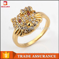Gold covering fashion jewellery copper brass finger Crystal Cubic zirconia animal rings